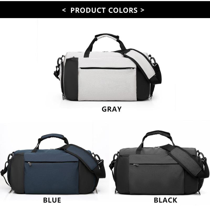 Trendy Portable Outdoor Sport Travel Bag Practical Independent Shoe Pocket Duffel Bag Dry-wet Separation Luggage Bag Cylindrical Touring Business Pack