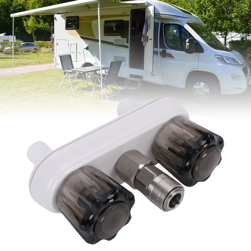 RV Exterior Faucet Hot Cold with Quick Connect Adapter Flexible Outlet Pipe for Motorhome Boat Bathroom Van Outdoor