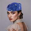 Vintage Topper Hat Flower Felt Beret Uniform Stewardess Hat Formal Hat  Fashion Show