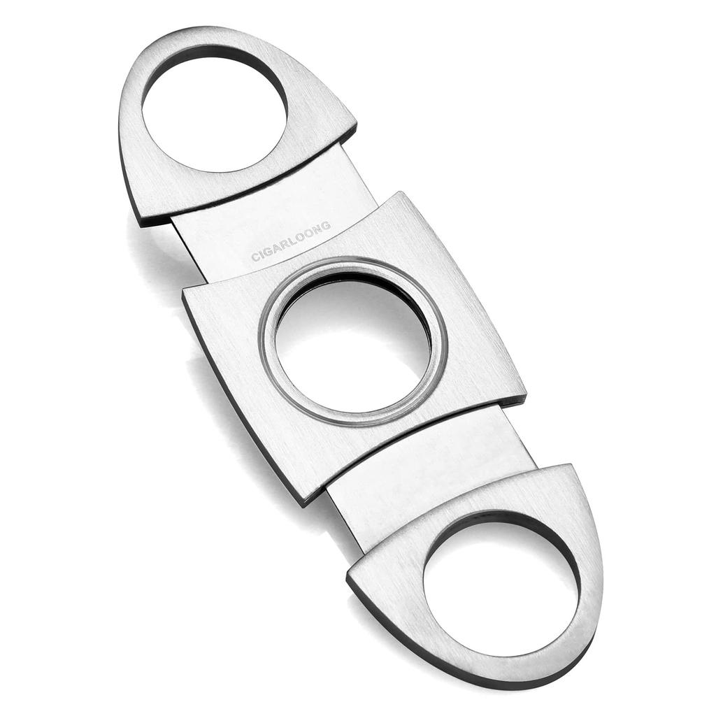 CIGARLOONG Cigar Cutter Stainless Steel Brushed Double Blade Cigar Cutter