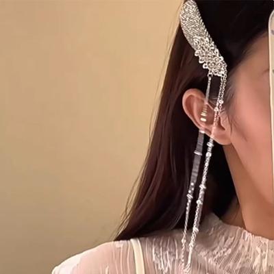 Presilhas de Cabelo Longas com Franjas de Strass Retrô Novo Estilo Étnico Chinês Cabeça de Crânio Alta Design Único de Nicho Acessório de Cabelo para a Borda da Franja