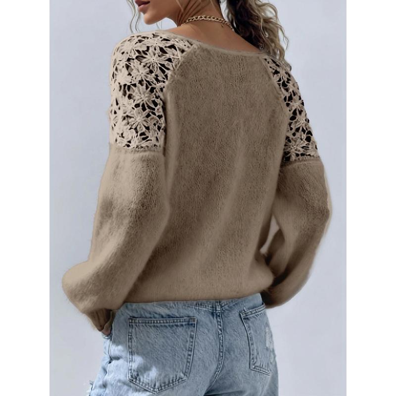 Maglione da Donna Girocollo Manica Lunga Primavera Autunno Casual Largo Morbido Semplice Monocolore Jacquard Lavorazione a Maglia Intrecciata Pullover