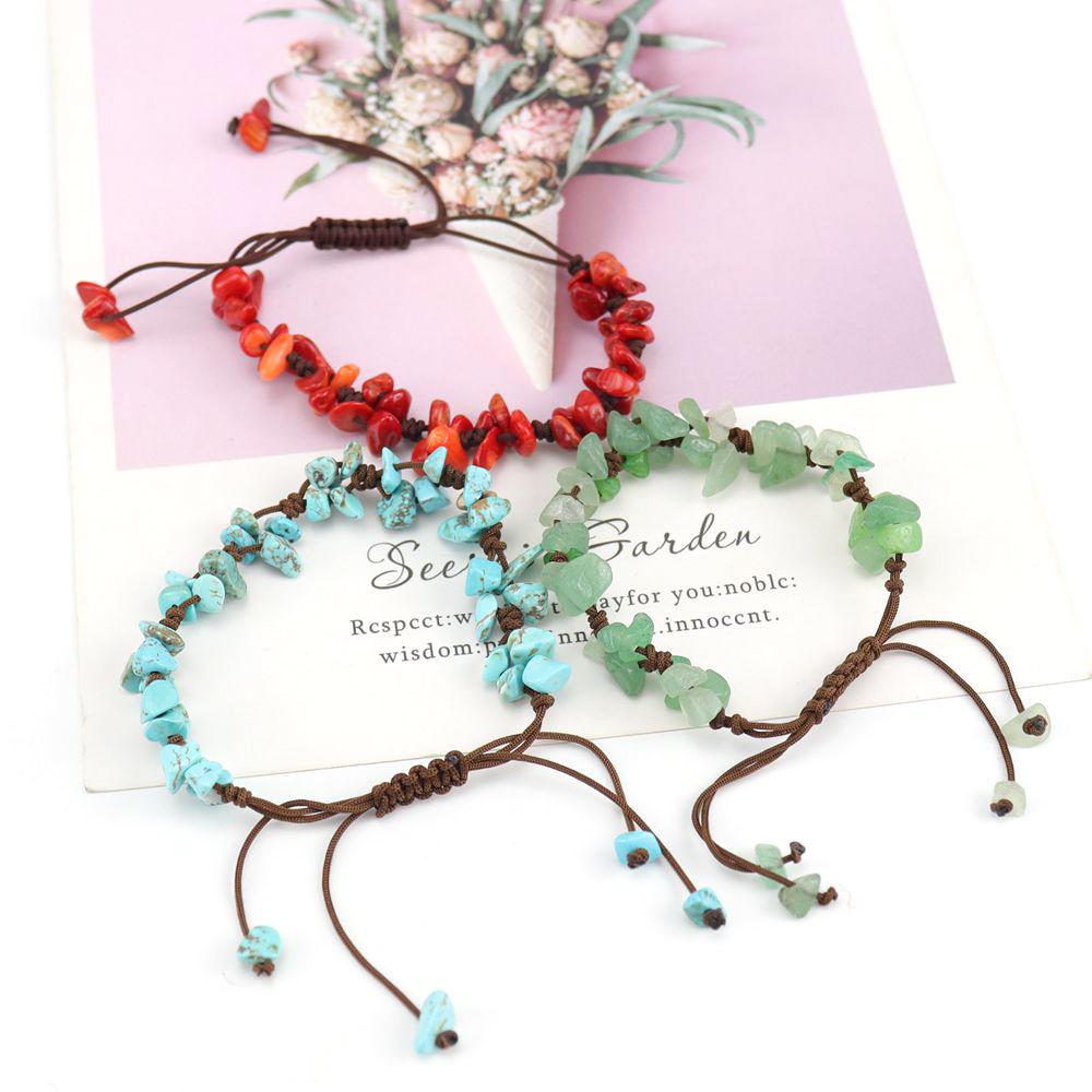 Natural Crystal Agate Gravel Hand-Woven Bracelet Bracelet, Adjustable B30