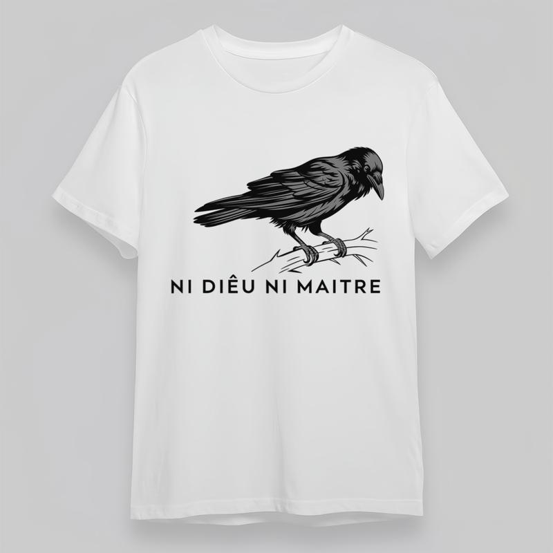 

Women s Plus Size Comfortable Classic T-Shirt Crow Art French Text Graphic Tee M