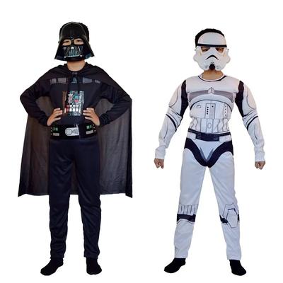 Schwarz-weißer Samurai-Overall Schwarz-weiße Soldaten-Muskelkleidung Star Wars Kostüme für Kinder Cos