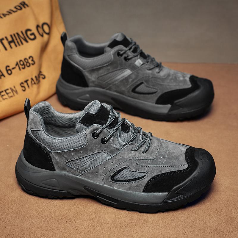 Vintage Style Men's Hiking Shoes Non-Slip Outdoor Lace Up Casual Shoes Travel Climbing Camping Footwear Versatile Man Sneakers