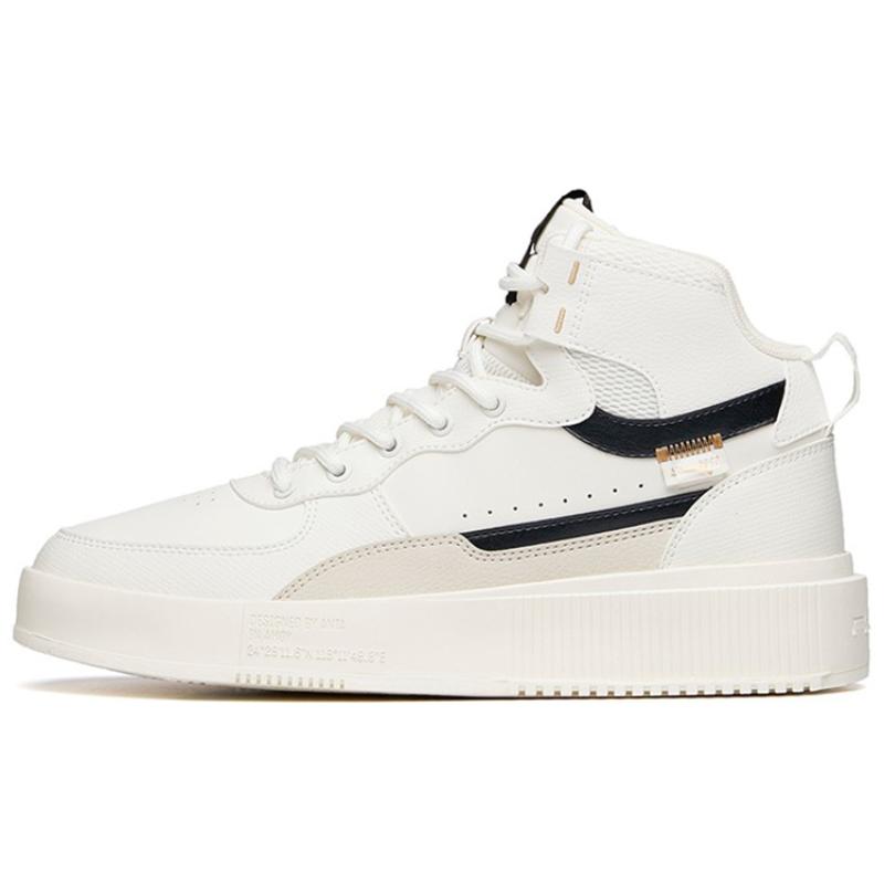 Anta Life Collection Coverage Slip Resistant Cushioning High Top Skateboard Shoes Men s Ivory White Sneakers 912238011-1 42.5