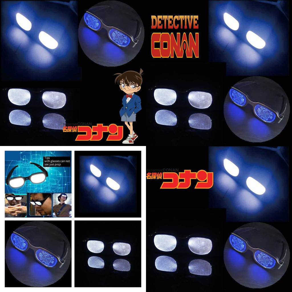 Detective Conan Led Usb Rechargeable Glowing Reflective Glasses Kn1 Kn2 Kn3 Sizes