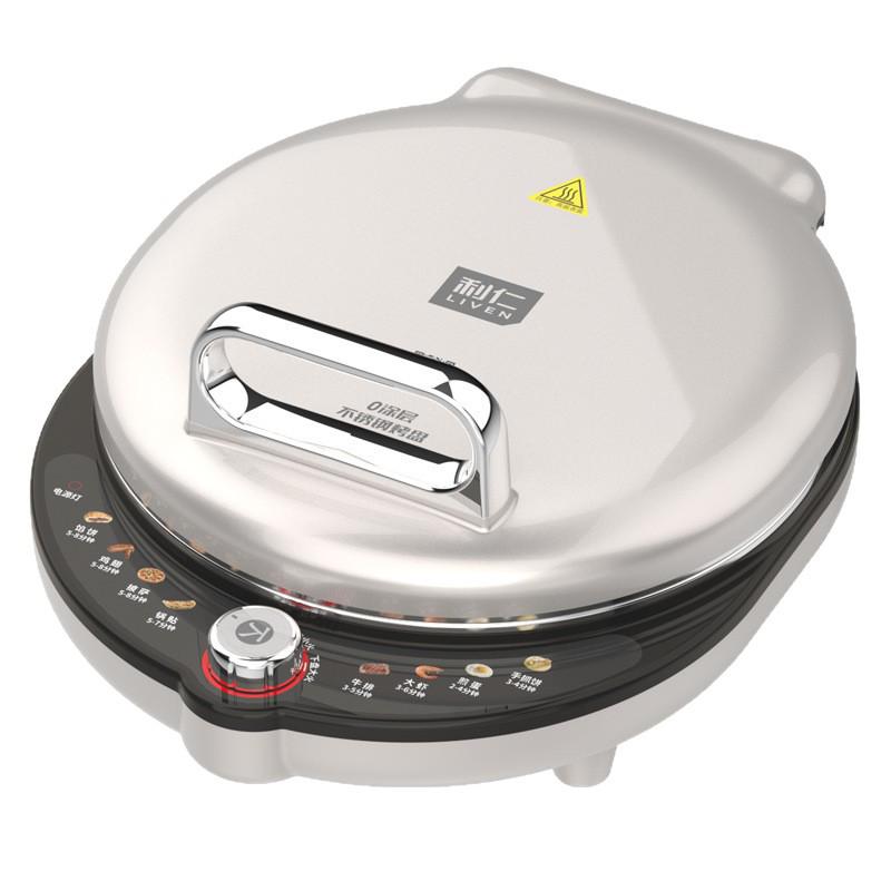 Liren Little Steel Man Electric Griddle with Stainless Steel Baking Pan, 38mm Deep for Home Use