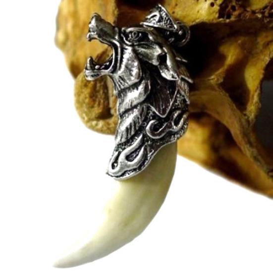 Cool Brave Men Wolf Head Tooth Pendant Necklace Domineering Jewelry Gift