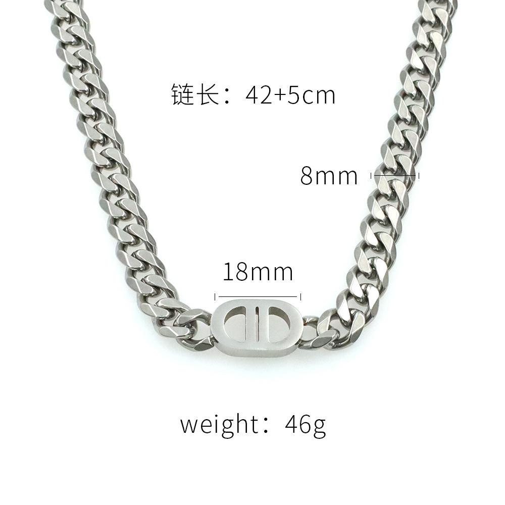 Hip Hop Hipster Titanium Steel Cuban Chain Personalized 18K Gold Double D Necklace Non-Fading Bracelet Jewelry Earrings