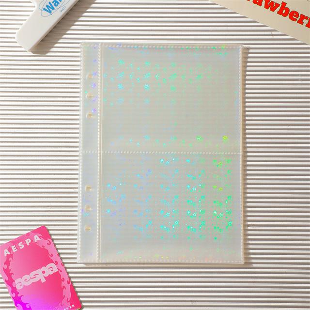 10pcs Laser Star 3/5inch Po Album Inner Sleeves Kawaii A5 Binder Refill Pockets Sleeves Toploader Pocards Notebook Diary