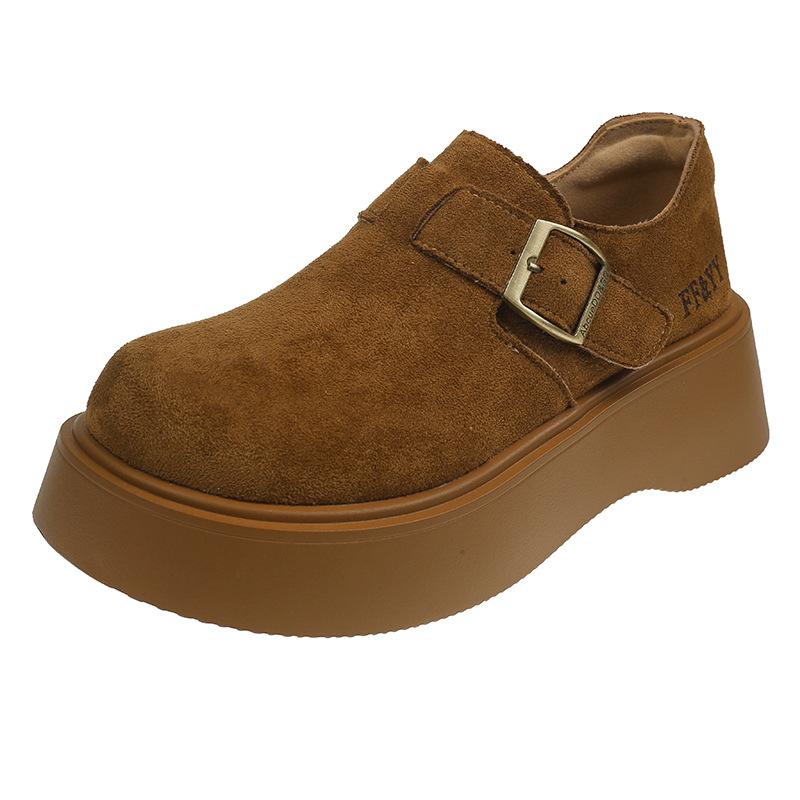 

Platform-soled belt buckle loafers women s 2025 spring Korean version of the new one-pedal casual skirt Borken single shoes women 35