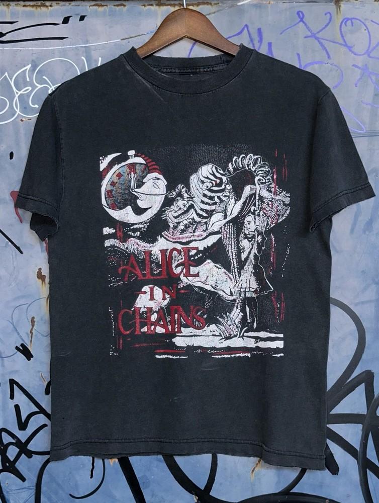 Remake Rare Alice In Chains 90s 2 sided Basic Black Short Sleeve T shirt NH27192 Unisex T-Shirt XXL
