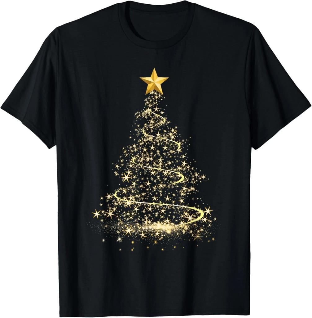 Funny Christmas Tree in Gold Merry Christmas Pajamas Women T- Shirt