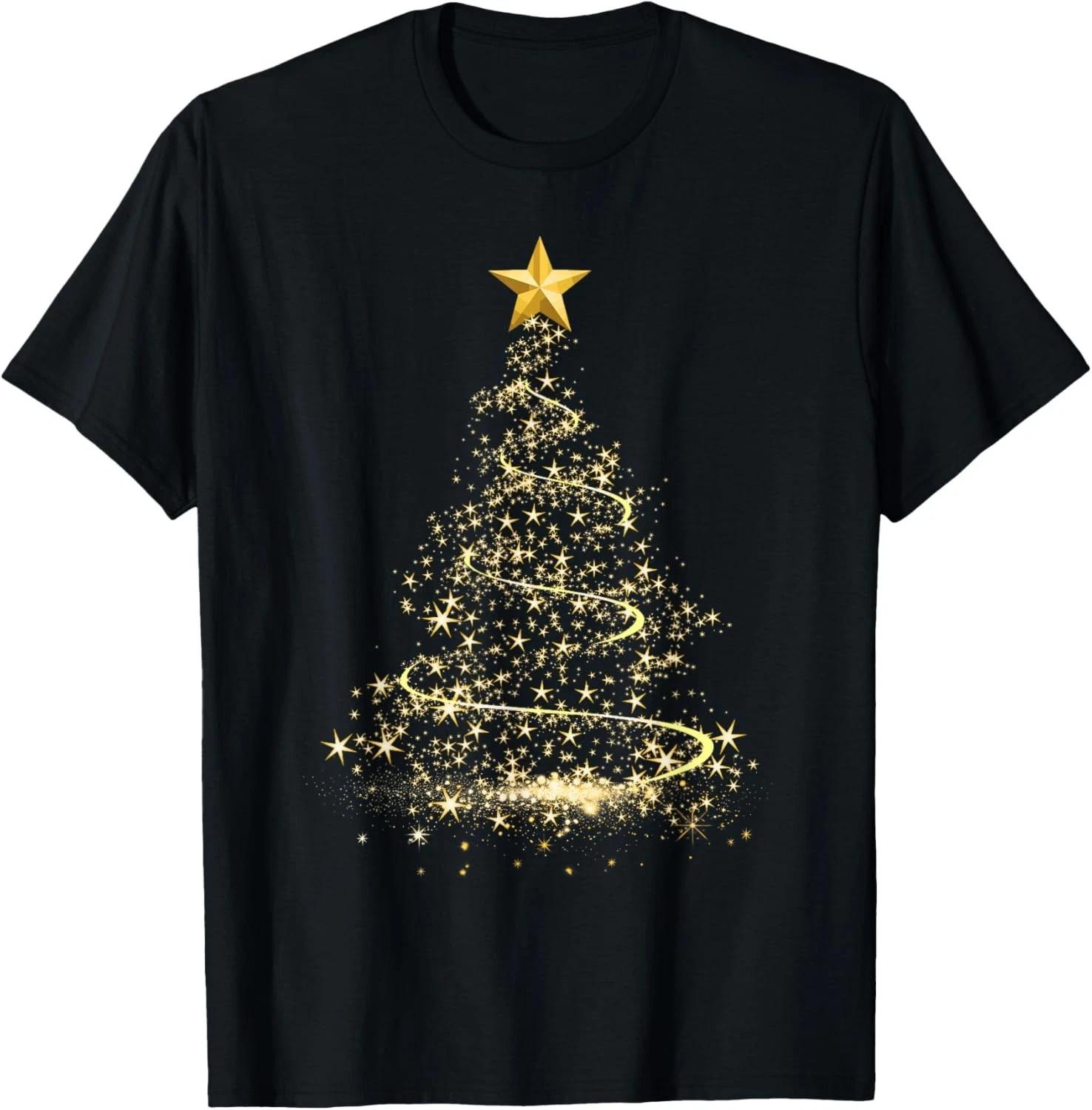 Funny Christmas Tree in Gold Merry Christmas Pajamas Women T- Shirt XL