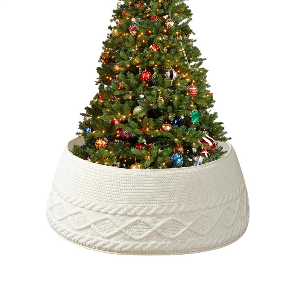 New Knitted Christmas Tree Ring Christmas Tree Stand Base Cover Farmhouse Rustic Seasonal Festive Party Decorations for Offices