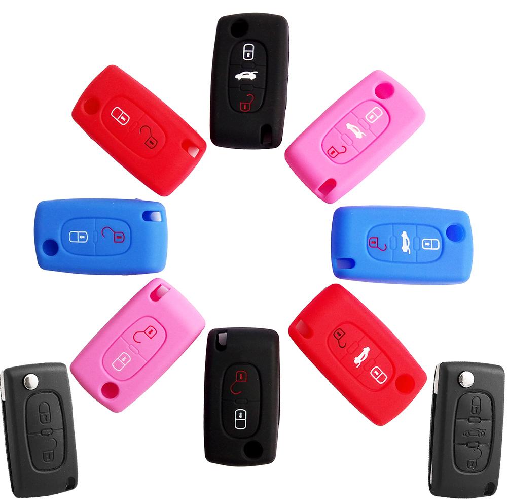 2/3 Button Silicone Key Cover Case Fob Holder Fit For Citroen Xsara Picasso C2 C3 C4 C5 C6 C8 For Peugeot 107 206 207 307 308