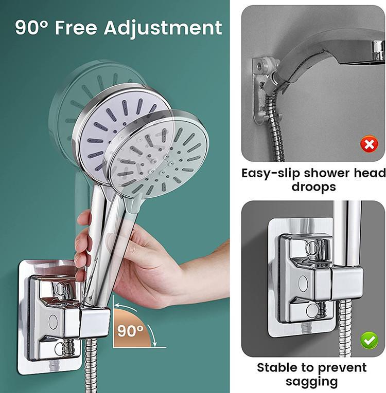 1pc Shower Head Holder Adjustable Wall Mounted Shower Holder Self-Adhesive Showerhead Handheld Bracket Bathroom Accessories