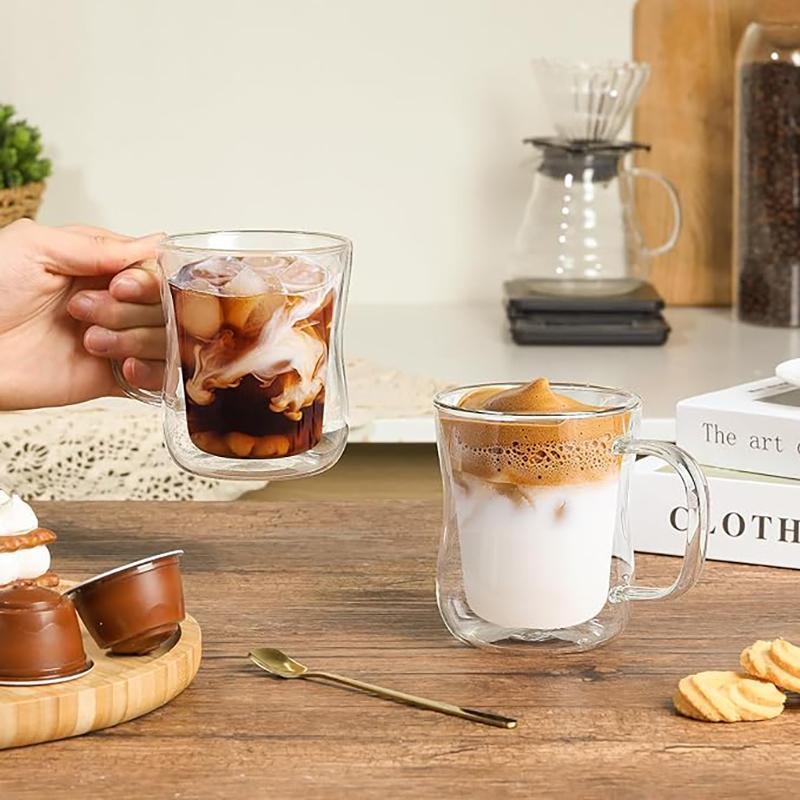 

Heat-Resistant Double Wall Glass Cup Beer Coffee Cup Set Handmade Beer Tumbler Mug Tea Whiskey Mugs Transparent Drinkware 300ml