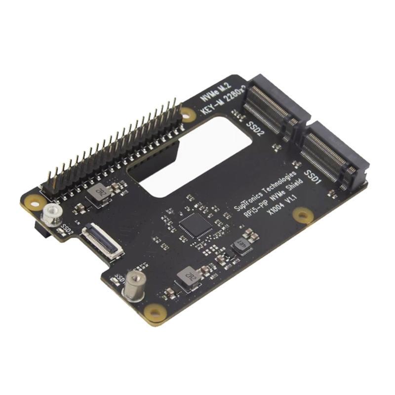 X1004 PCIe  NVMe Expansion Board Support Double 2280 Hard Drive Slot Rapid Booting for Pi 5 Board