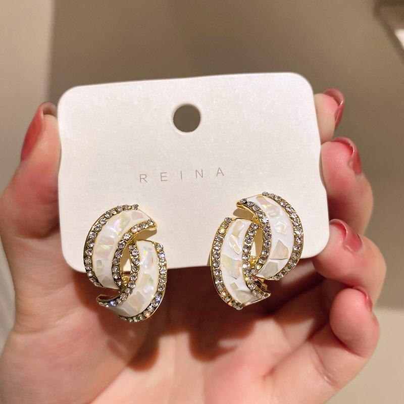 Silver Needle Zircon Flower Pearl Stud Earrings Exquisite Light Luxury High-end Earrings Niche White Versatile Earrings