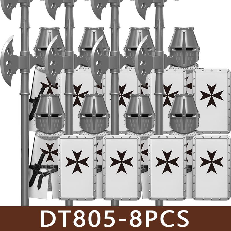 Medieval Roman Soldier Figures Building Blocks MIlitary Castle Warrior Hospital Templar Knight Flag Cloak Accessories Bricks Toy