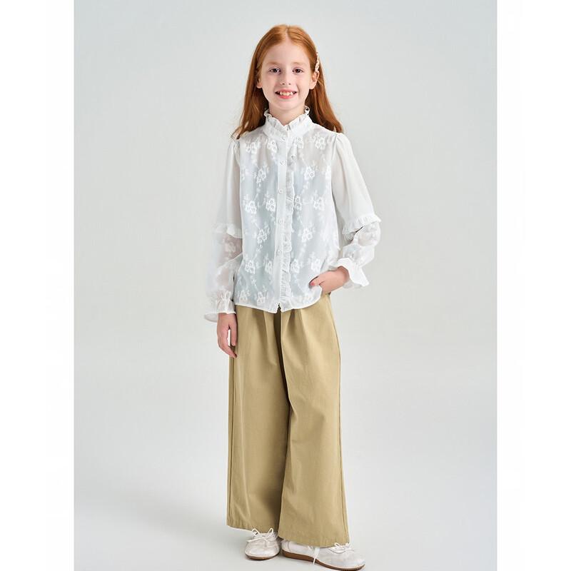 Montagut Girls  Embroidered Ruffle Cotton Shirt 160