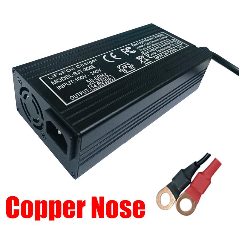 

12V 20A Lifepo4 Charger For 14.6V/12.8V Lithium iron phosphate Battery Pack EU Plug XT60/XT90/Anderson/Alligator Clip/Copper Nose Interface Copper Nose чорний