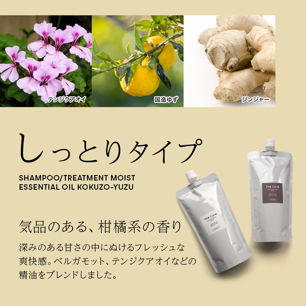 AND CORE Aroma Shampoo Treatment Refill 480ml Essential Oil & Set, Moist, [Yuzu Set, Hematin]