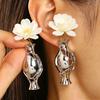 Unique Gift for Her 1 Pair Flower Vase Earrings Women, Retro Metal Hollow Shape DIY Dried Jewelry Earrings, Bouquets Floral Holder Wedding Prom
