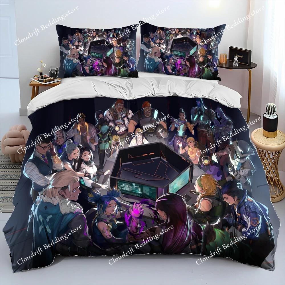 3D VALORANT Game Gamer Cartoon Comforter Bedding Set,Duvet Cover Bed Set Quilt Cover Pillowcase,king Queen Size Bedding Set Kids
