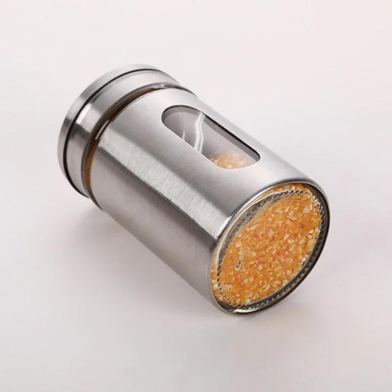 Stainless Steel Spice Shaker Seasoning Cans Rotate Camping Barbecue Jars Spice Storage Box Salt Sugar Pepper Storage Bottle