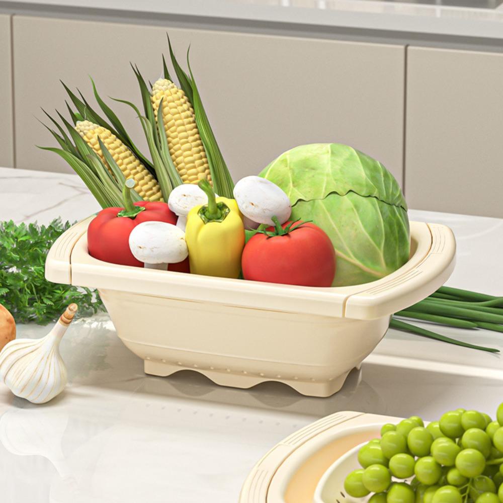 Large Capacity Sink Strainer Basket Foldable Bottom Collapsible Colander  Tableware