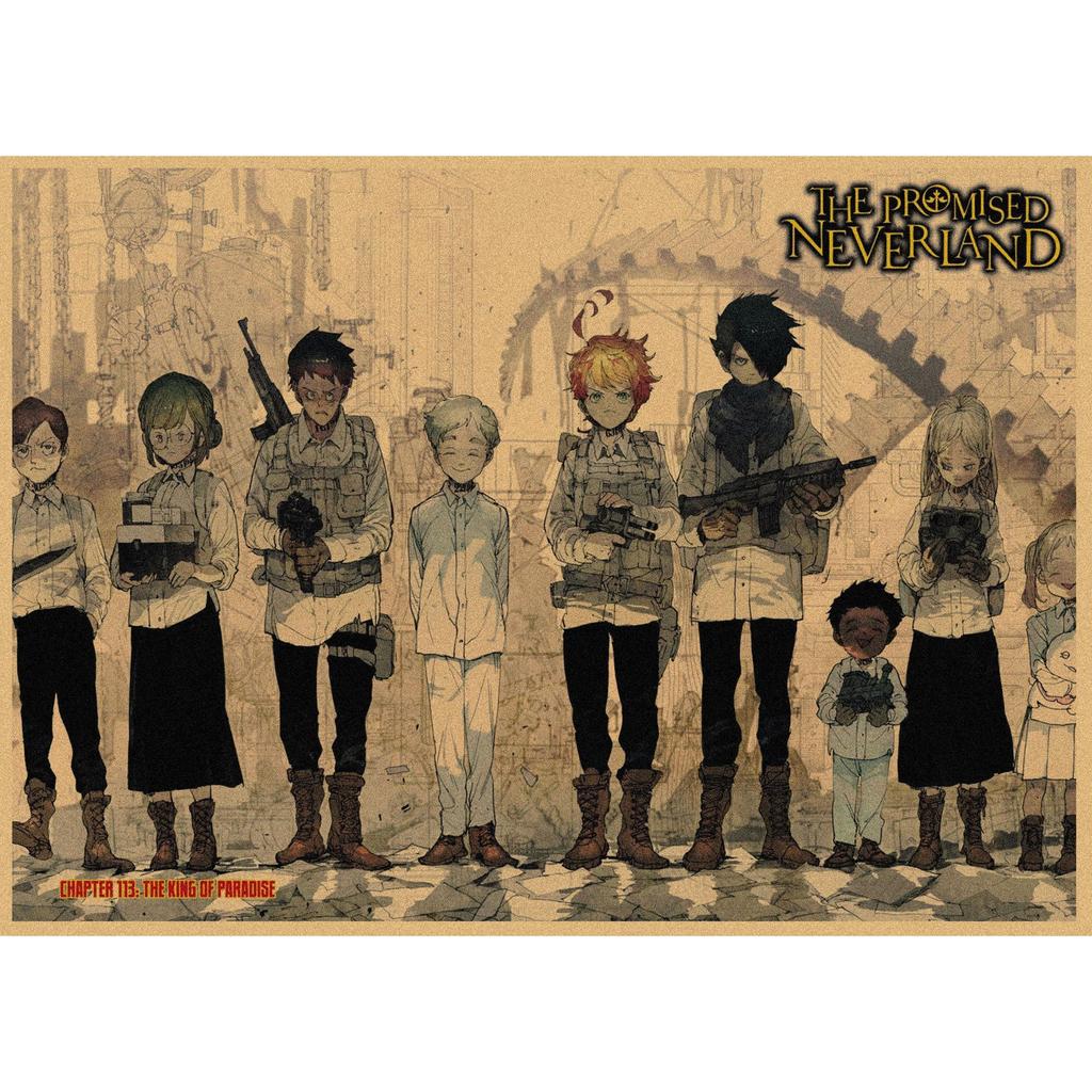 The Promised Neverland Anime Retro Kraft Paper Poster - Decorative Wall Art
