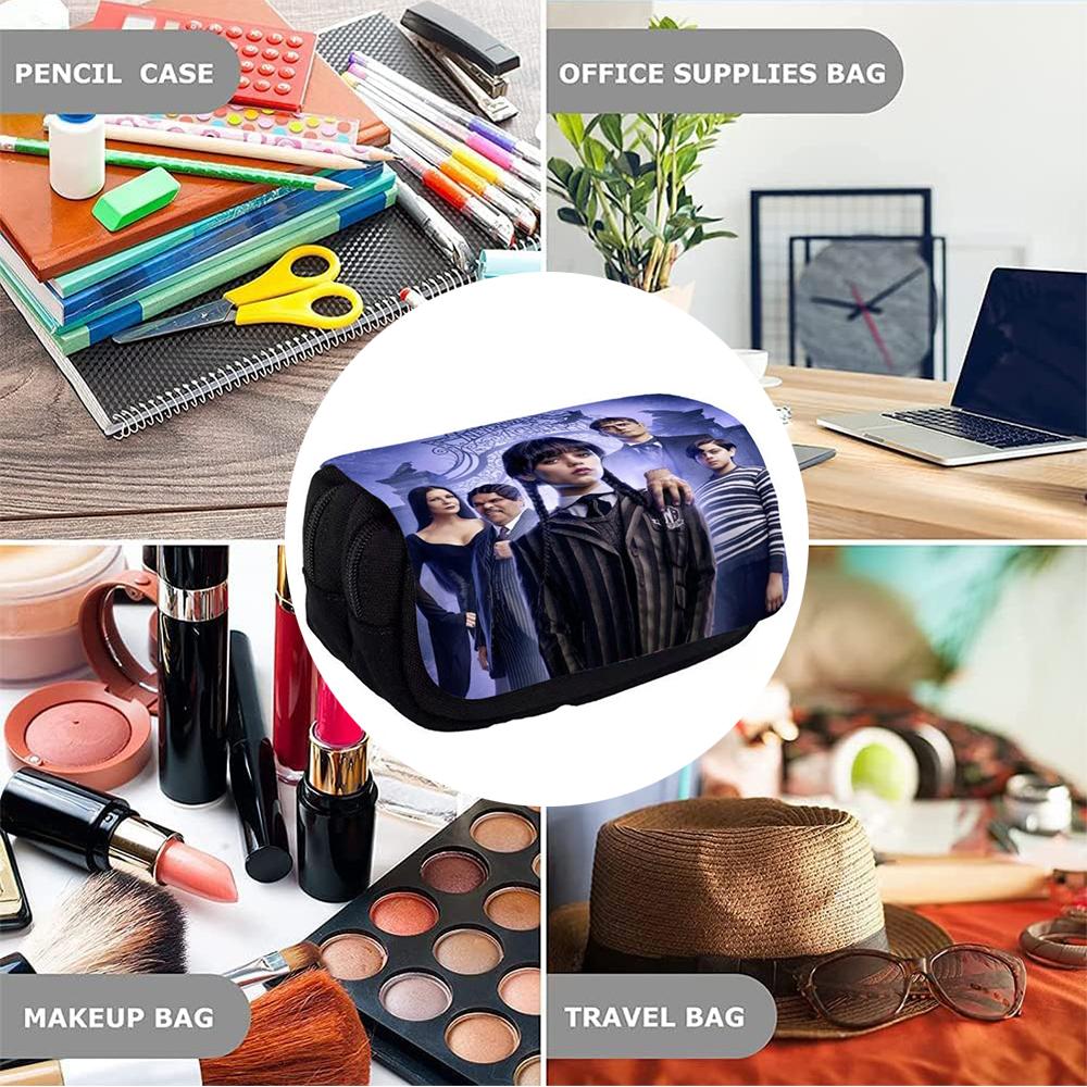 Wednesday Addams Pencil Bag Large Capacity Pen Bag for Home Office School