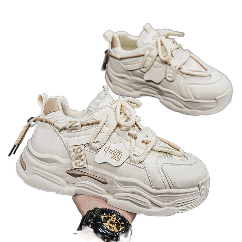 Guochao Men's Shoes Spring New Breathable Mesh Shoes Men's Trend Versatile Platform Sports Shoes Casual Dad Trendy Shoes