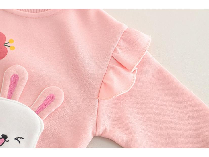 2025 Jaro & Podzim Dívčí Květinová a Králičí Mikinová Souprava - Stylový Dvoudílný Outfit