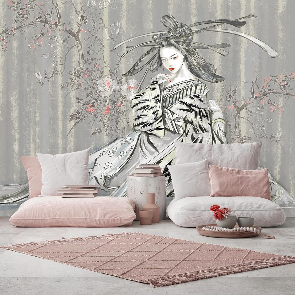 Tapet Traditionell Japansk Geisha