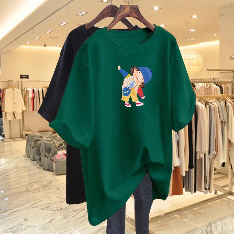 American Retro Cartoon Oversized T-Shirt - Women's Summer Loose-Fit Short Sleeve Top