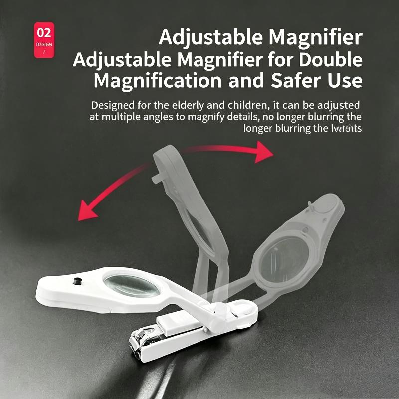 Multifunctional Antisplash LED Nail Clippers Magnifier Non-Slip Handle Nail Cutter for Kids Elderly Daily Grooming