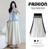 Pleated A-Line Cotton Linen High Waist Wide Leg Culottes Skirt Pants