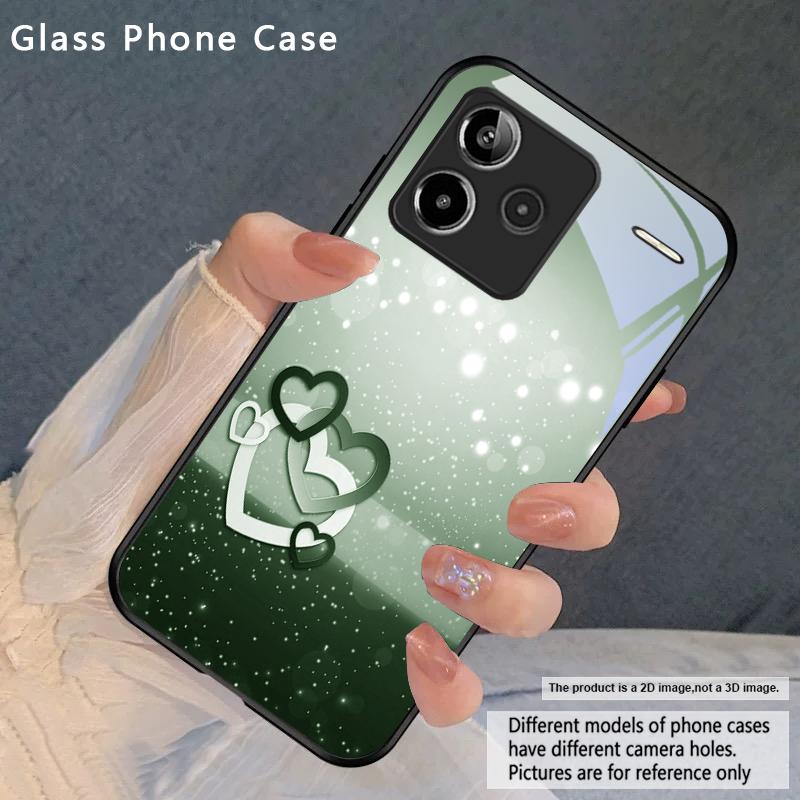 Warm and Romantic Love For Redmi Note 8 9 9S 12S 10 Pro 11 12 13 Pro+ 14 Pro K60 Ultra 13C 14C A3 12 13 Black Glass Phone Case