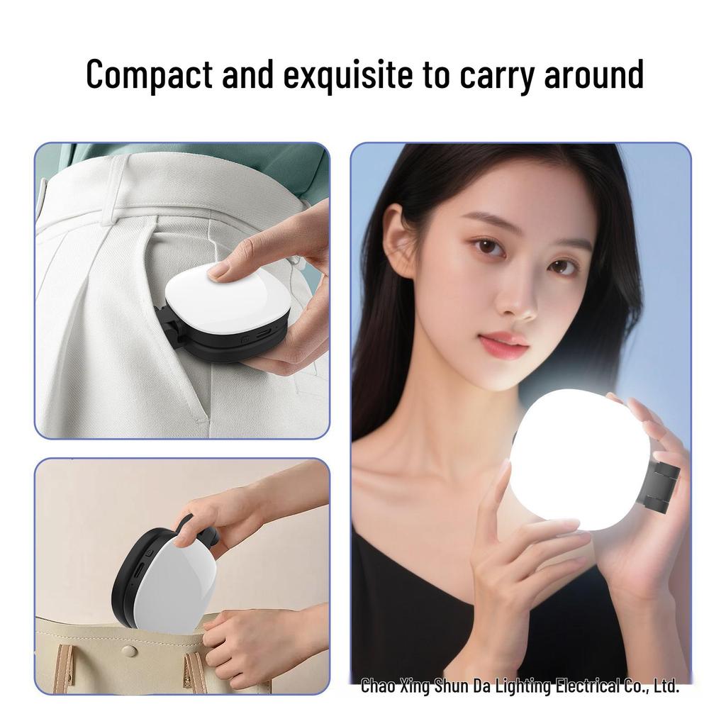 Magnetic Selfie Fill Light with Portable Makeup Mirror and Foldable LED for Photography