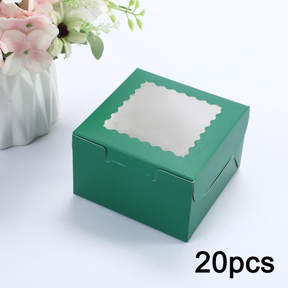 20pcs Kraft Paper Gift Box with Clear Window Square Treat Boxes Party Favor Boxes Gift Packaging Box for Soap Jewelry DIY Paper Box for Birthday