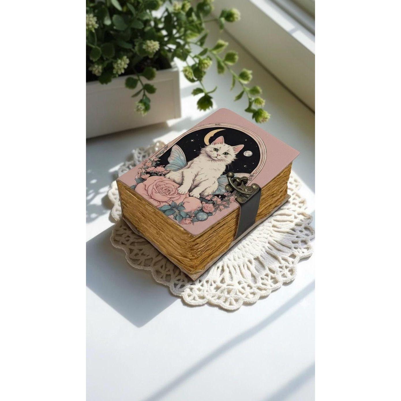 

Кошачий Гримуар Журнал – Пустая Книга Теней | Кожаная Книга Заклинаний Мудрости | Сделанный вручную Ведьмин Скетчбук Лунная Магия Таро Блокнот 7 x 5 in - 200 Sheet