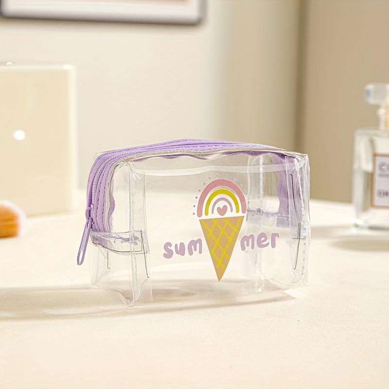 Transparent PVC Mini Portable Storage Bag Multifunctional Cute Animal Print Purse For Travel