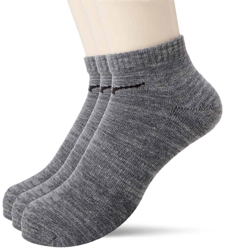 Mizuno Training Wear Ankle Gray Japan Sizes to Japanese Size 3-Piece Socks, 32JX8201, Heather, 25-27 (equivalent XL)
