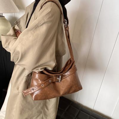 Premium Sense Retro Trendy Bag Women's 2025 New Maillard Shoulder Bag Large Capacity Commuter Messenger Tote Bag
