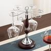Freestanding 6 Bottles Wine Glass Rack Wooden High-Stem Glass Holder  Bar Accessory